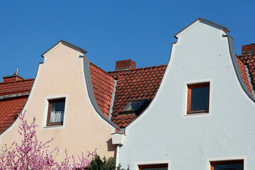 Häuserzeile, Reihenhäuser, Wohngebäude, Altbauten, Frühling, Bremen, Deutschland, Europa