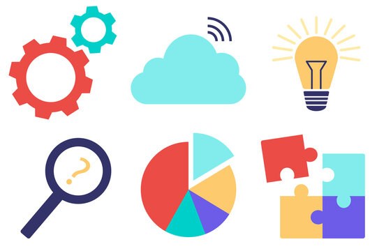 Set of 6 business icons. Vector illustrations