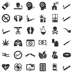 Smoking Icons. Black Scribble Design. Vector Illustration.