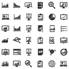 Statistic Icons. Black Scribble Design. Vector Illustration.