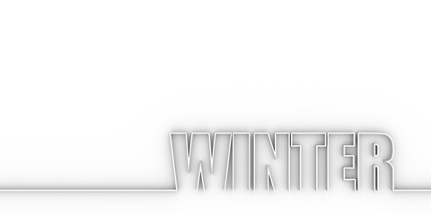 Lettering illustration with word winter. Typography poster in thin line style. 3D rendering