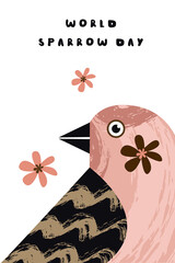 World Sparrow day. Vector illustration.