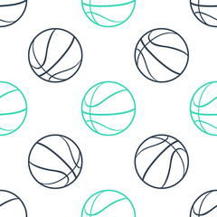 Green Basketball ball icon isolated seamless pattern on white background. Sport symbol. Vector.