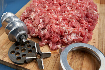 Meat grinder parts and minced meat