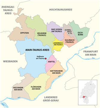 Vector administrative district map Main-Taunus-Kreis, Hesse, Germany