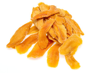 dried mango pulp on white background