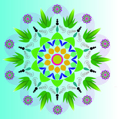 Mandala art is Tibetan culture, India. It comes from the beliefs in Buddhism mixed with craftsmanship using colors to symbolize meaning. There are artists who bring the era to use in yoga. Believed to