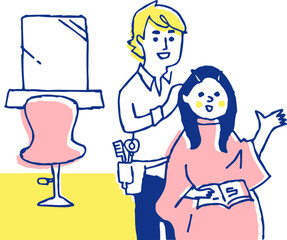 ヘアサロン　女性と美容師