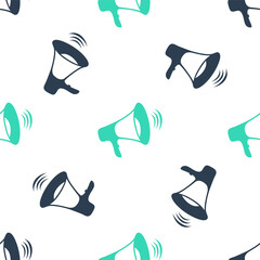 Obraz premium Green Megaphone icon isolated seamless pattern on white background. Vector.