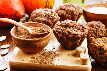  Pumpkin muffins on the table