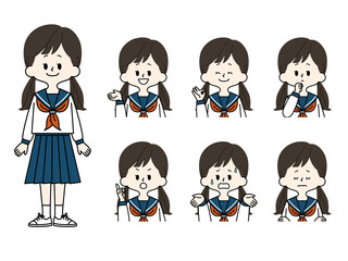 Fototapeta premium 女子学生の表情セット