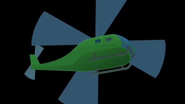 Take off of a helicopter then hover and gain altitude (cartoon with alpha channel)