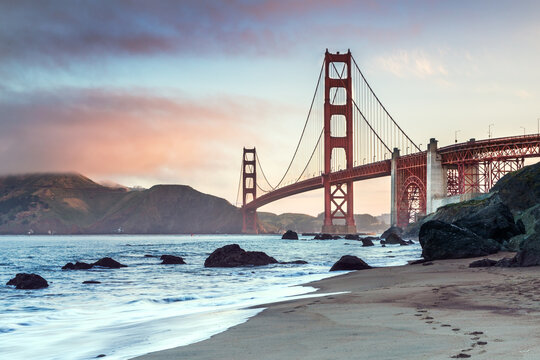 Dawn at the Golden gate bridge, San Francisco, California, USA