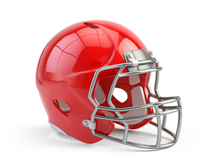 Naklejka premium Red American football helmet isolated on white background. 3d rendering