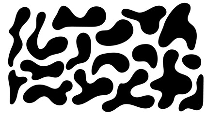 Naklejka na ściany i meble Irregular blob, set of abstract organic shapes. Abstract irregular random blobs. Simple liquid amorphous splodge. Trendy minimal designs for presentations, banners, posters and flyers.