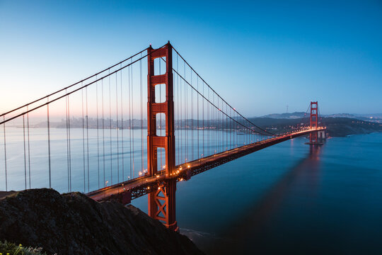 Golden gate bridge at sunrise, San Francisco, California, USA