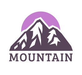 Hand Drawn Mountain Isolated. Vector Illustration Ski Resort Logo. Drawing Camping Element Winter Landscape