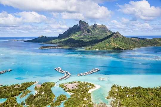 Aerial view of Bora Bora island, French Polynesia