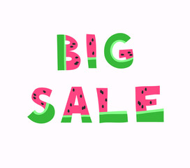 Cartoon Funny Watermelon Font. Hand Drawn Vector Fruit Alphabet. Vegan Illustration Summet Text