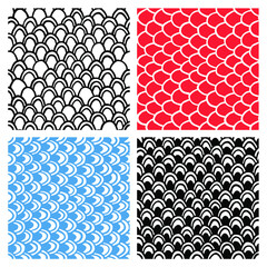 Hand Drawn Squama Seamless Pattern. Vector Illustration Scales or Doodle Texture Surface. Artistic Background for Graphic Design or Fabric
