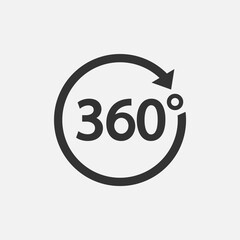 360 Icon. 360 degree view symbol. Vector illustration. Eps