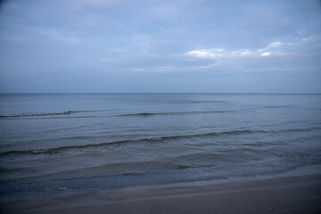 Fototapeta na wymiar landscape by the baltic sea on a calm gray cold day in Poland