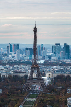 Eiffel tower and skyline at sunset, Paris, France
