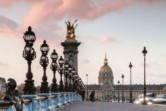 Bridge Alexander III at sunrise, Paris, France