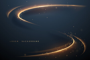 Abstract gold lines with sparks and glow effect © d1sk