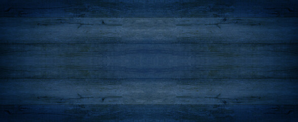 Abstract grunge old dark blue indigo painted wooden texture - wood background panorama long banner	
 - obrazy, fototapety, plakaty