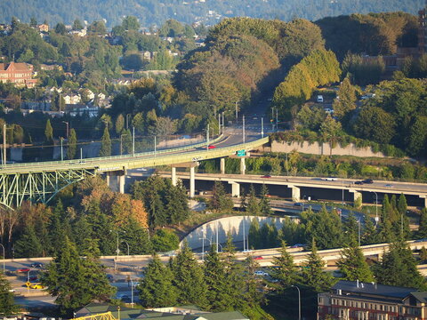 High Angle View Of Bridge Over City