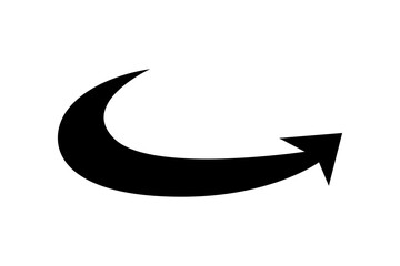 A flat black arrow icon. Direction sign, navigation button. Good for projects.	