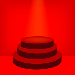 Podium with red carpet on stage.Vector for Chinese New Year.