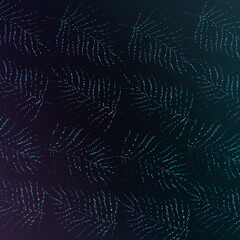 Dark background with palm leaves from dots with gradient