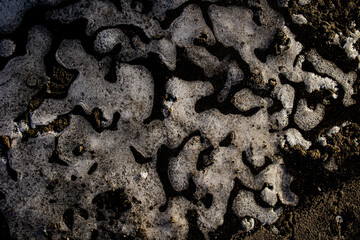 nteresting abstract background with ice close-up on a frozen puddle