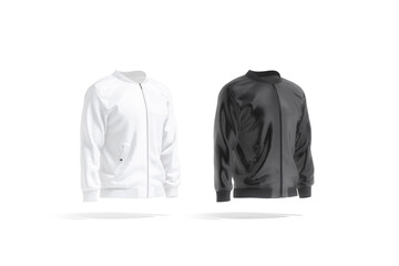 Blank black and white bomber jacket mock up, side view © Alexandr Bognat