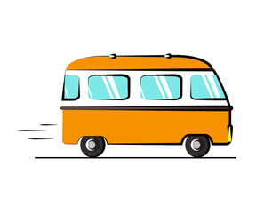 Orange bus on a white background. Symbol. Vector illustration.