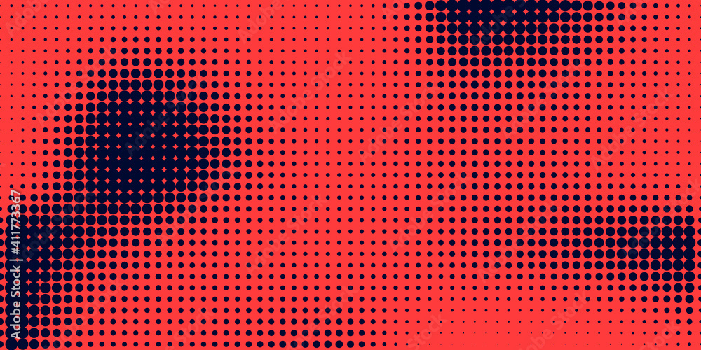 Poster halftone in abstract style. geometric retro banner vector texture. modern print. dark blue and red b
