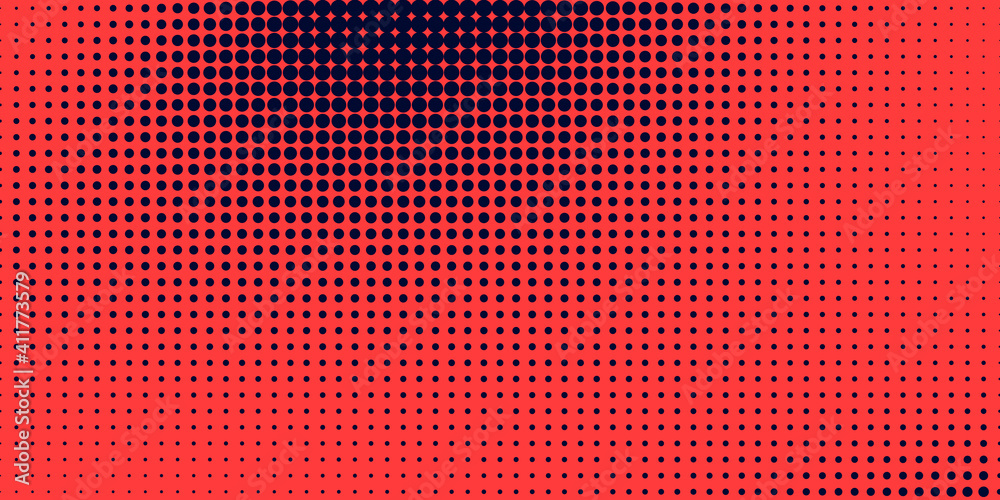 Poster halftone in abstract style. geometric retro banner vector texture. modern print. dark blue and red b