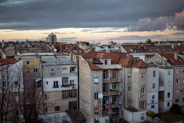 Fototapeta na wymiar Belgrade, Serbia - View of weathered residential buildings in Zemun