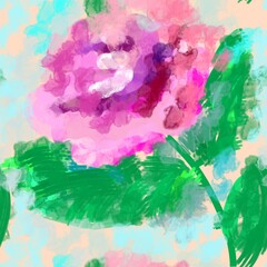 Seamless pattern of abstract bright pink roses on a light background for textile.