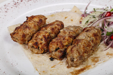Pork kebab with minced meat