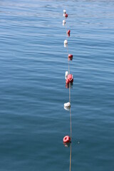 Plastic ball water trail closeup in the sunny day