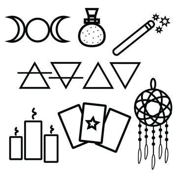 Vector witch magic design elements set