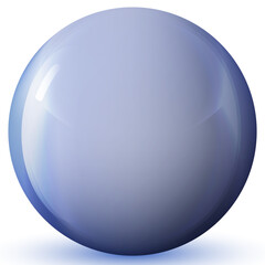 Glass blue ball or precious pearl. Glossy realistic ball, 3D abstract vector illustration highlighted on a white background. Big metal bubble with shadow.