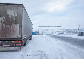 truck in snowy road