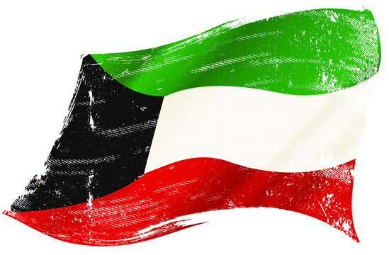 Kuwaiti grunge waving flag. A grunge flag of Kuwait  in the wind for you. 