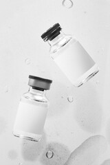 Medicine glass vials with blank white label