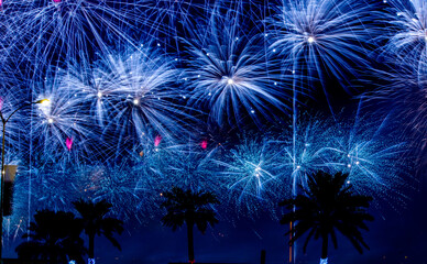 Background image with beautiful colorful firework texture background with different color of...