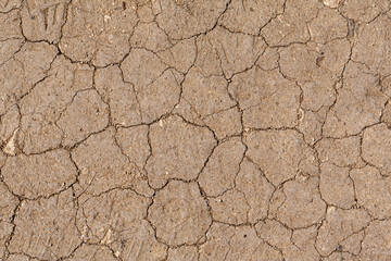 Dry cracked earth texture pattern. High resolution cracking desert land soil ground background. Cracks in mud closeup